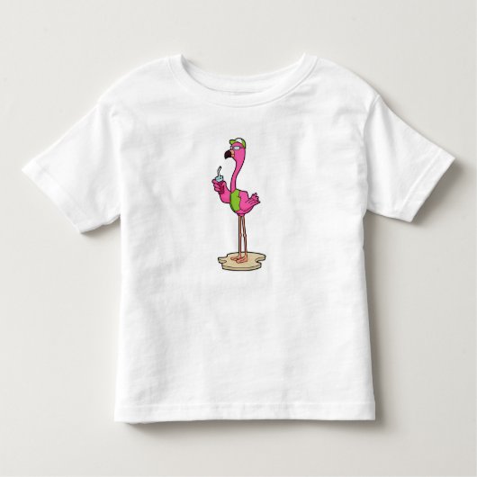Flamingo with Sunglasses & Cap Kinder Shirts (Voorkant)