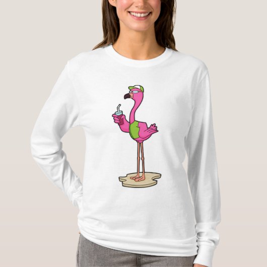 Flamingo with Sunglasses & Cap T-shirt (Voorkant)