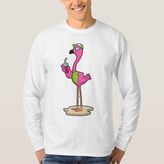 Flamingo with Sunglasses & Cap T-shirt (Voorkant)