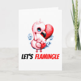 Flamingo woordspeling | Schattigee baby flamingo f Feestdagen Kaart