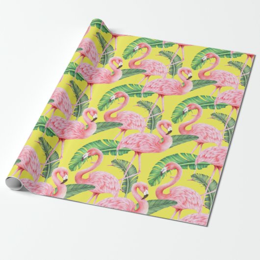 Flamingo Wrapping Paper Cadeaupapier (Uitgerold)