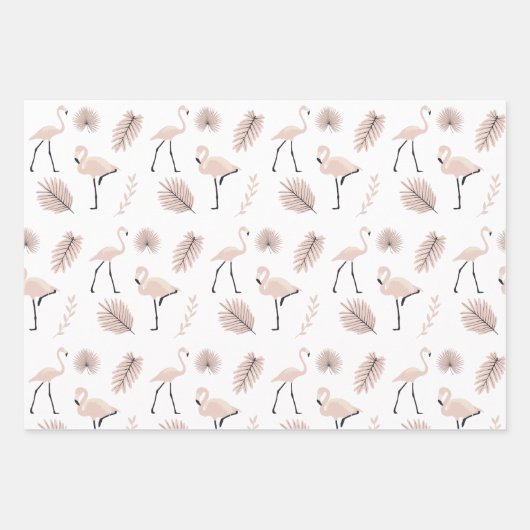 Flamingo Wrapping Paper Flat Sheet Set van 3 (Voorkant 3)