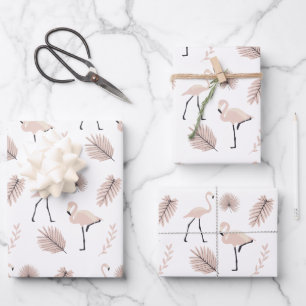 Flamingo Wrapping Paper Flat Sheet Set van 3