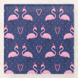 Flamingo Xmas Pet Snoep Glazen Onderzetter