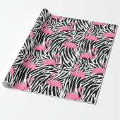 Flamingo Zebra Print Zomer Cadeaupapier (Uitgerold)