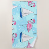 Flamingo Zeilboot Preppy Strandlaken (Voorkant)