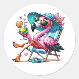 Flamingo zomer cool ronde sticker