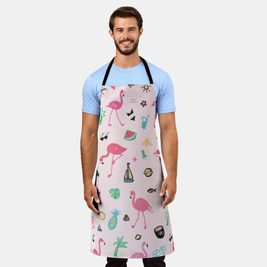 Flamingo Zomer: Levendig vogelpatroon Schort (Gedragen)