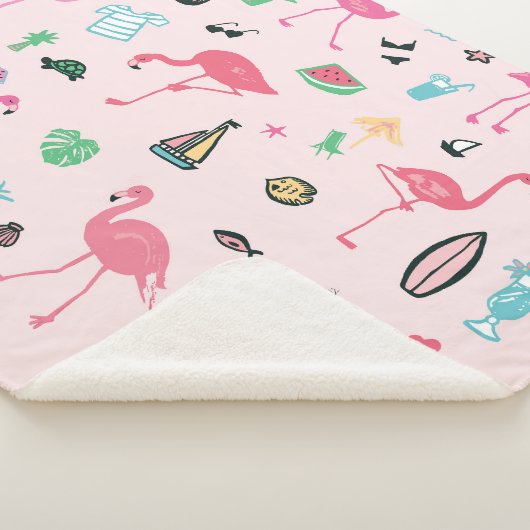 Flamingo Zomer: Levendig vogelpatroon Sherpa Deken (3/4)