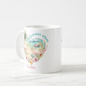 Flamingo Zomer Strand Hawaï Tropische naam Koffiemok (Voorkant links)