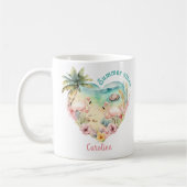 Flamingo Zomer Strand Hawaï Tropische naam Koffiemok (Links)