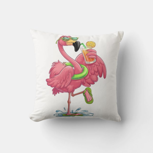 Flamingo zomervakantie kussen (Voorkant)
