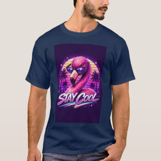 Flamingo Zonnebril Minimalistisch Ontwerp T-Shirt