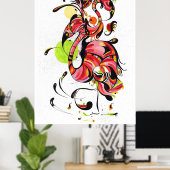 Flamingo zonsondergang schilderij poster (Thuiskantoor)