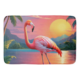 Flamingo Zonsondergang Tropisch Strand Badmat