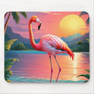 Flamingo Zonsondergang Tropisch Strand  Muismat