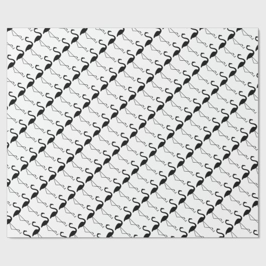 Flamingo zwart en wit inpakpapier (Vlak)