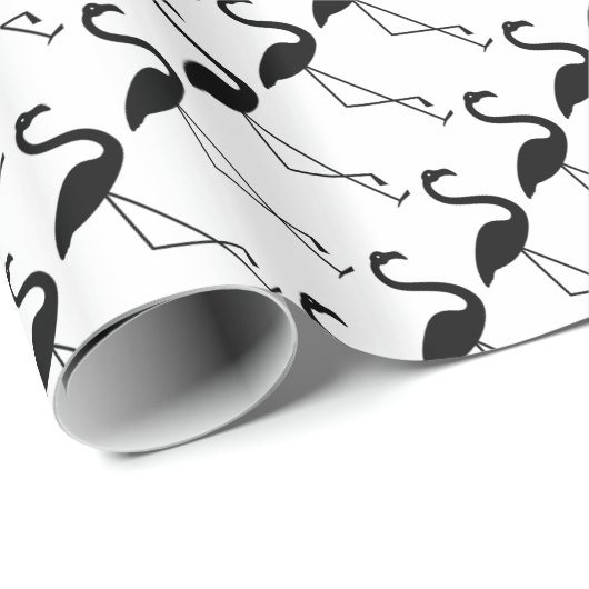 Flamingo zwart en wit inpakpapier (Rol Hoek)