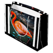 Flamingo Zwart Wit Strepen Modern Script Naam Groot Cadeauzakje (Achterkant Gekanteld)