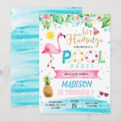 Flamingo zwembad party kaart (Voorkant / Achterkant)