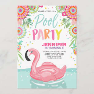Flamingo Zwembad uitnodiging Tropische Zwembad flo