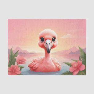 Flamingo zwemmen in water tissuepapier