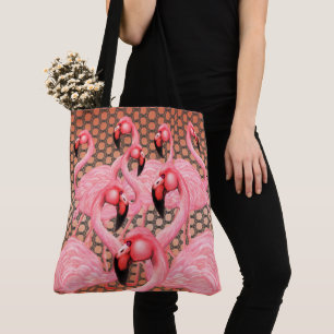 Flamingoenen op Parade met Polka Dots Draagtas