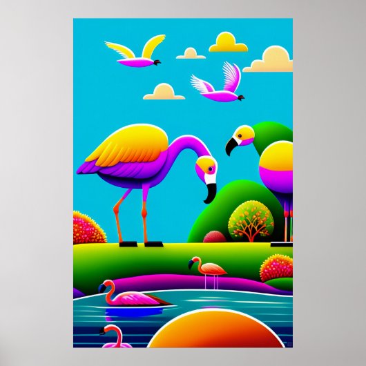 Flamingoes - Canvas Art Print (Voorkant)