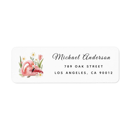 Flamingoo Baby Shower Return Address Label (Voorkant)