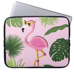 Flamingopalm laat tropisch design achter laptop sleeve