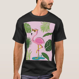Flamingopalm laat tropisch design achter t-shirt