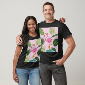 Flamingopalm laat tropisch design achter t-shirt (Unisex)