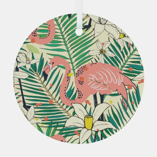 Flamingopalmbladeren: tropisch glas ornament (Achterkant)