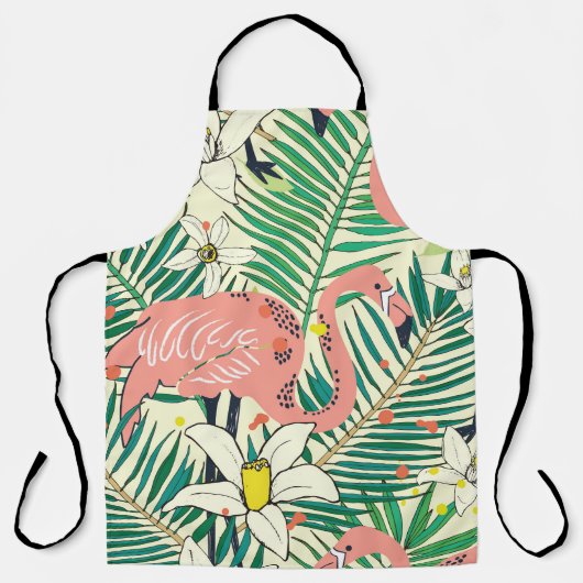 Flamingopalmbladeren: tropisch  schort (Voorkant)