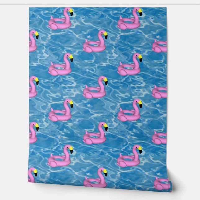 Flamingopool speelgoed behang (Afrollen)