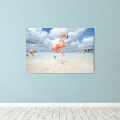 Flamingos Beach Aruba Canvas Afdruk (Insitu (Houten vloer))