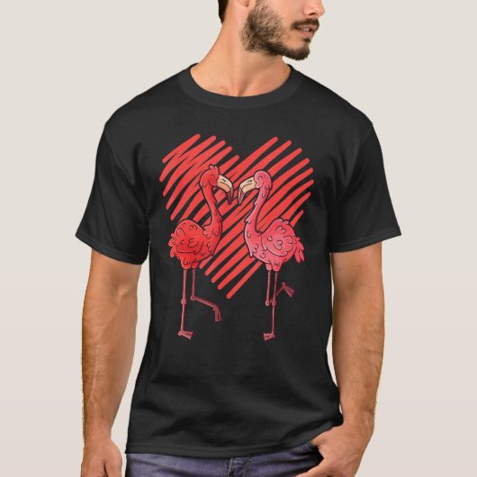 Flamingos Bird Flamingo Valentijnsdag T-shirt (Voorkant)