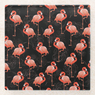 Flamingos Birds:  textielontwerp Glazen Onderzetter