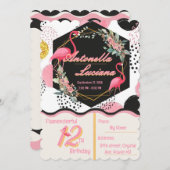 Flamingo's Birthday Invitation (Devant / Derrière)