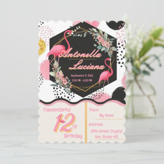 Flamingo's Birthday Invitation (Debout devant)