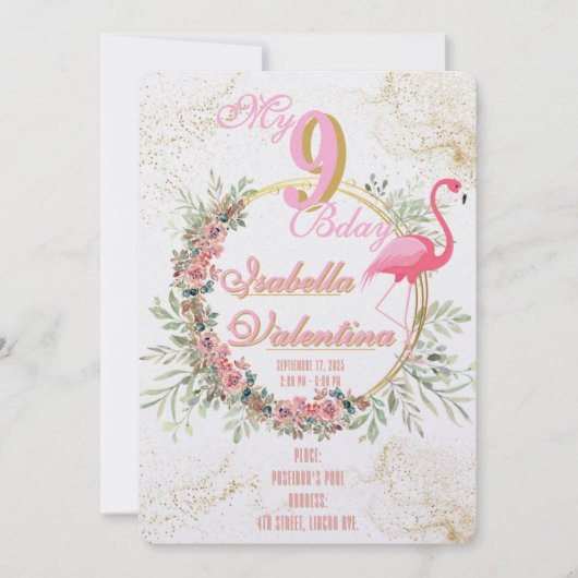 Flamingo's Birthday Invitation Template (Devant)