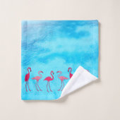 Flamingo's blauw water bad handdoek (Wasdoekje)