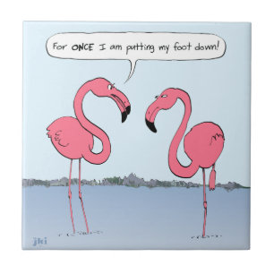 Flamingos Cartoon Tegeltje
