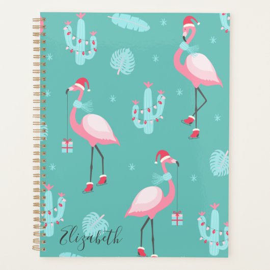 Flamingos Chapeau de Père Noël Présente Flocons de (Devant)