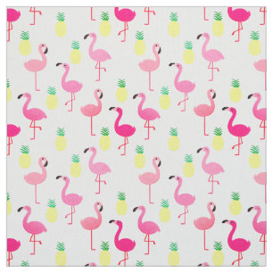 Flamingos en ananas! Naadloze Premium Fabric Stof
