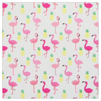 Flamingos en ananas! Naadloze Premium Fabric Stof
