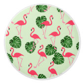 Flamingo's en bladeren Tropisch Keramische Knop (Voorkant)