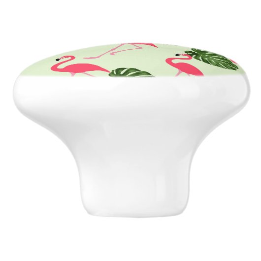 Flamingo's en bladeren Tropisch Keramische Knop (Zijkant)