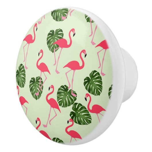 Flamingo's en bladeren Tropisch Keramische Knop (Rechts)