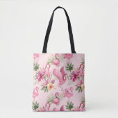 Flamingo's en bloemen draagtas (Voorkant)